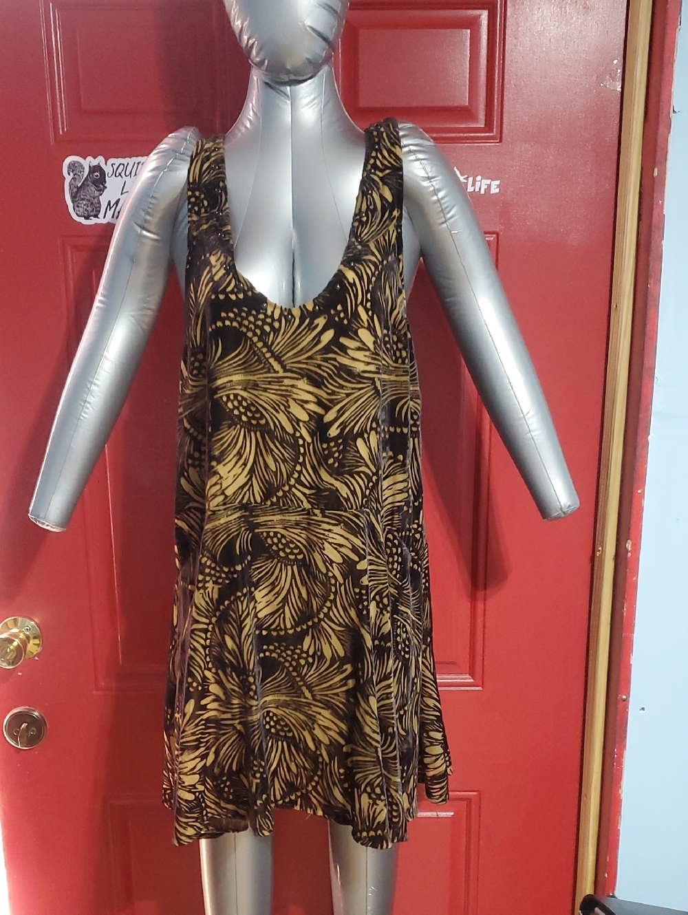 Black and Mustard Floral Swing Dress